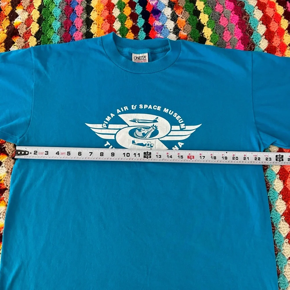 Vintage 90s Single Stitch Pima Air Space Museum Tuscon Arizona Tee Teal … - Picture 10 of 13